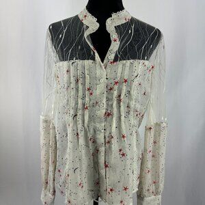 Zaful Large Star Moon See Through Blouse